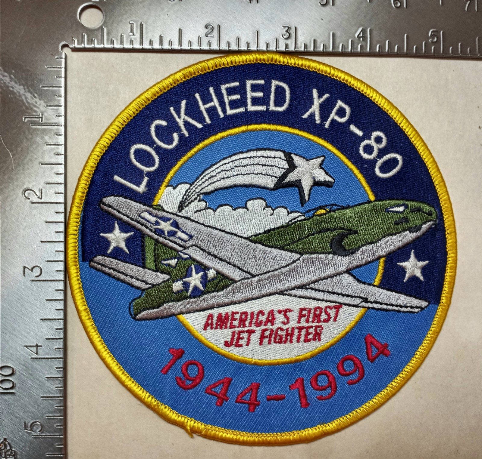 Lockheed Patch XP-80 Skunk Works 1944-1994 America's First Jet Fighter Plane 5"