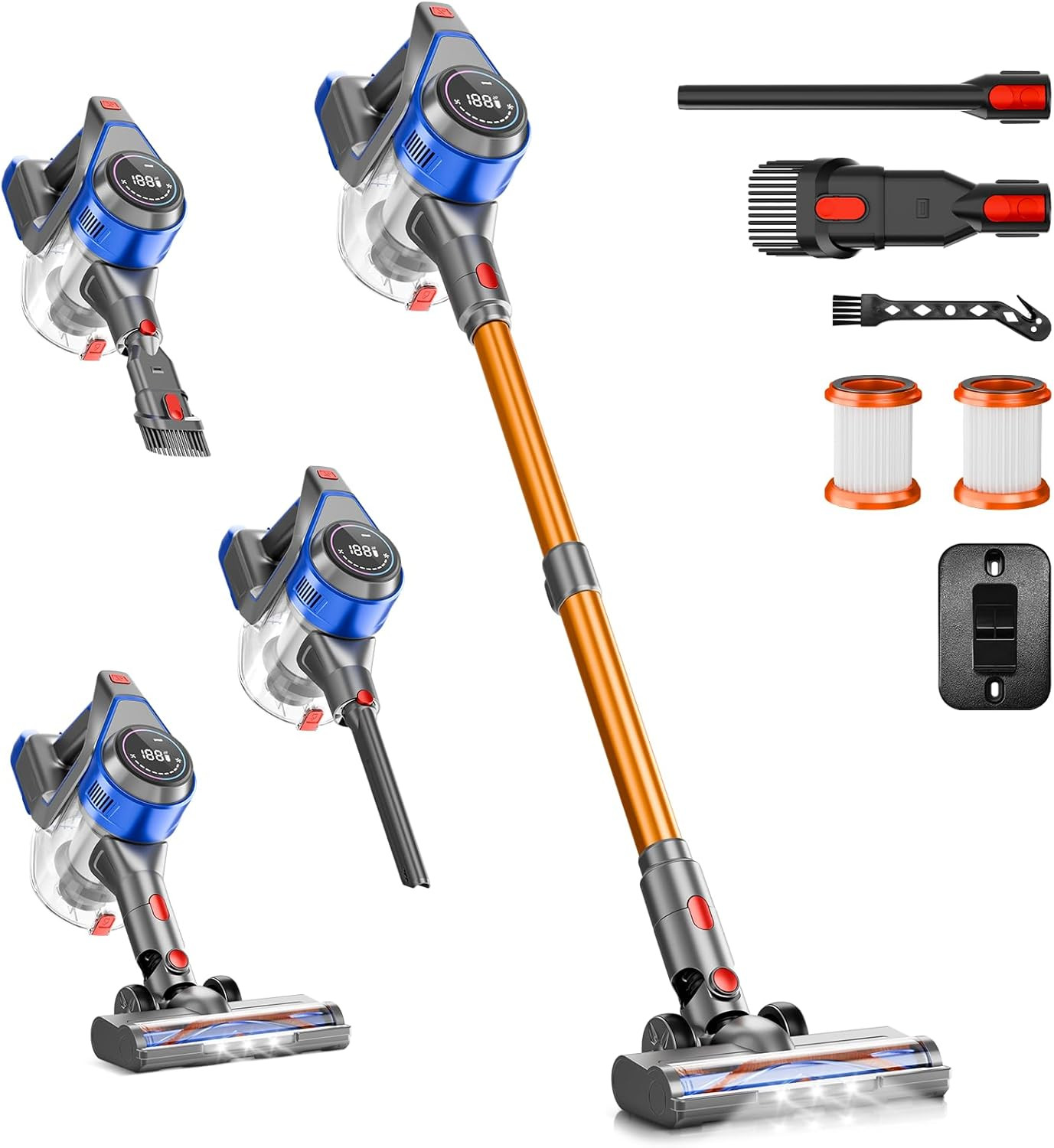 Powerful Cordless Vacuum Cleaner - 45Kpa, 45Mins Runtime, 8-in-1 for Home & Pets