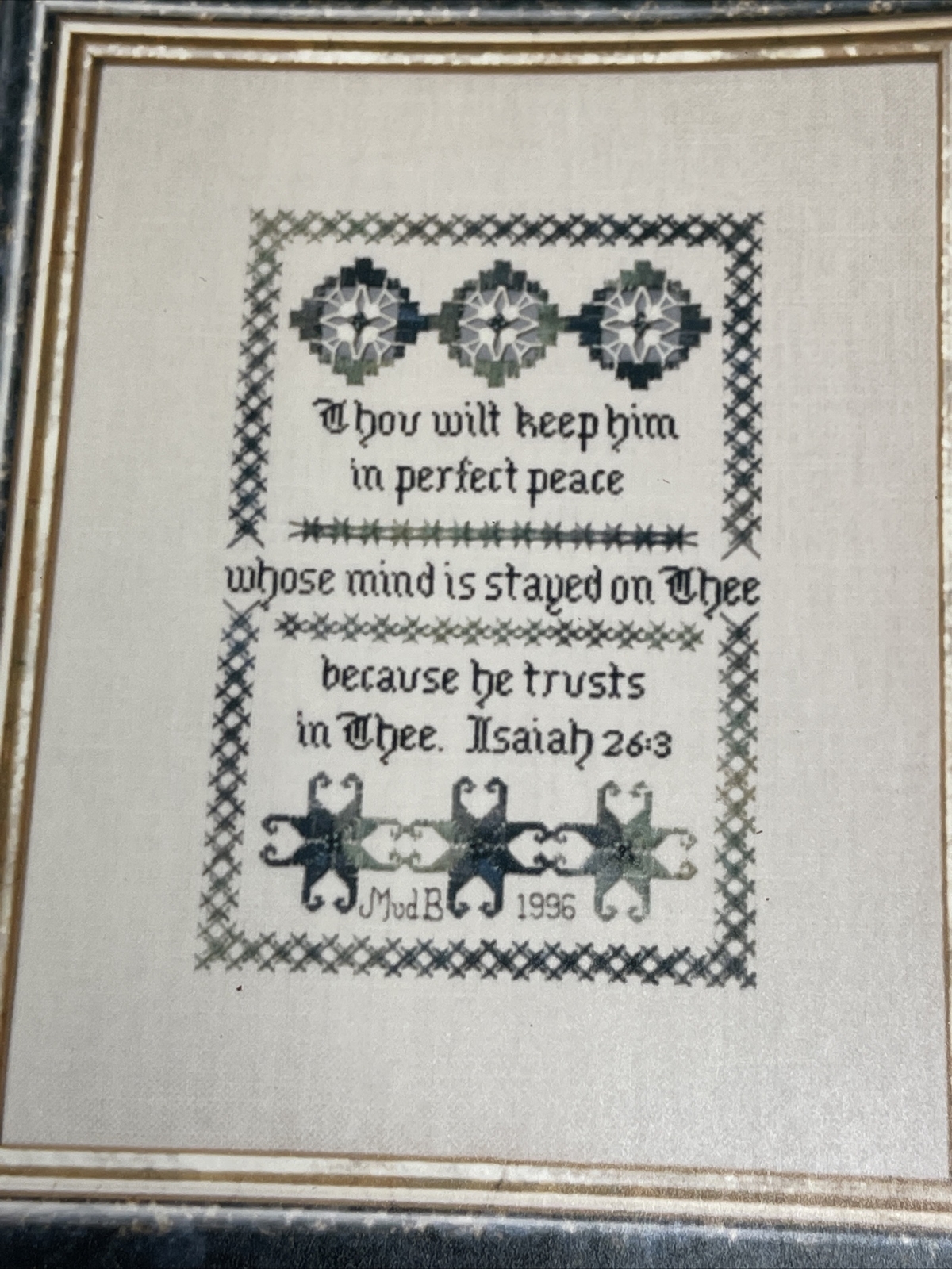Elegant Needle Scripture Samplings 4 Thou Wilt Keep Him Cross Stitch Pattern