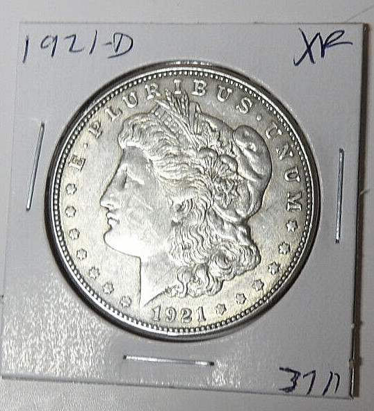 1921-D Morgan Silver Dollar XF Cleaned First Year Denver Struck Morgans (1.1125)