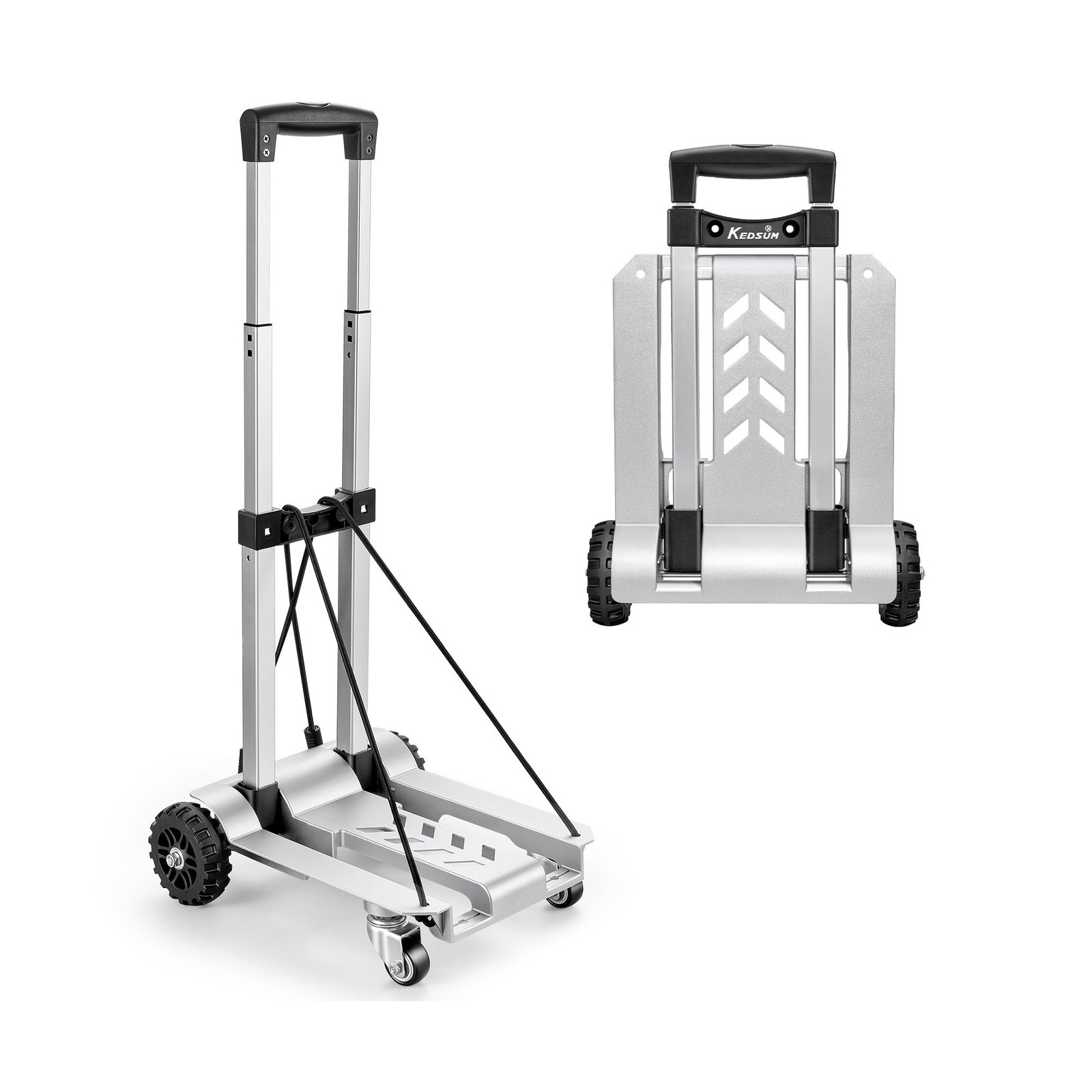 KEDSUM 270LBS Utility Luggage Cart with 4 Wheels, 100% Aluminum Hand Truck Do...