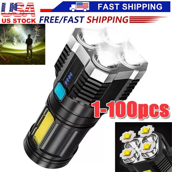 High Power LED Flashlights Camping Torch With 4 Lamp Beads And COB Side Light