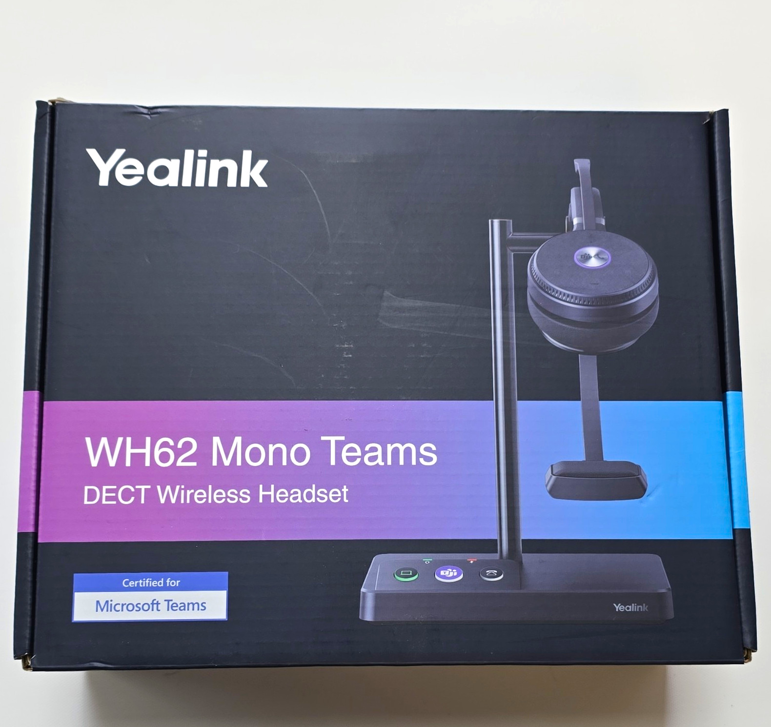 Yealink WH62 Mono Teams DECT Wireless Headset w/ Base USB Black
