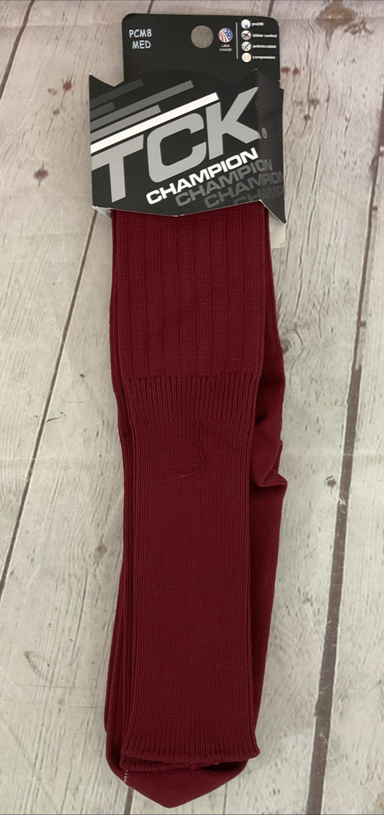 TCK Twin City Knitting CHAMPION proDRI Athletic Socks Maroon Medium