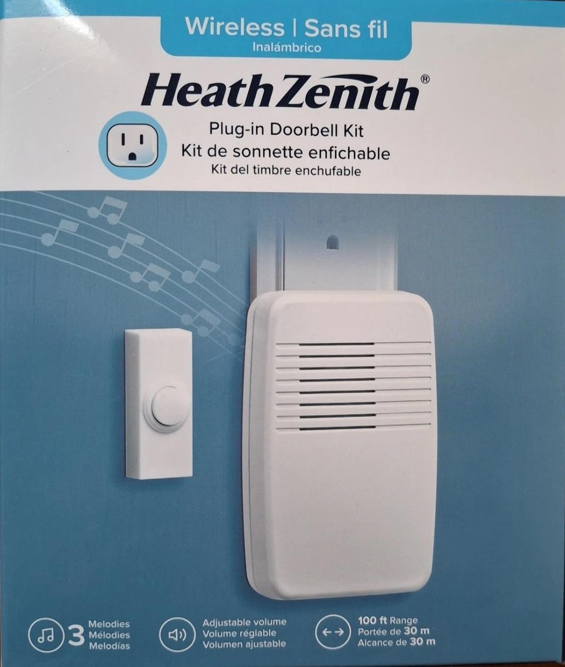Heath/Zenith Wireless Plug-In Door Chime Kit with Molded Plastic  18000124