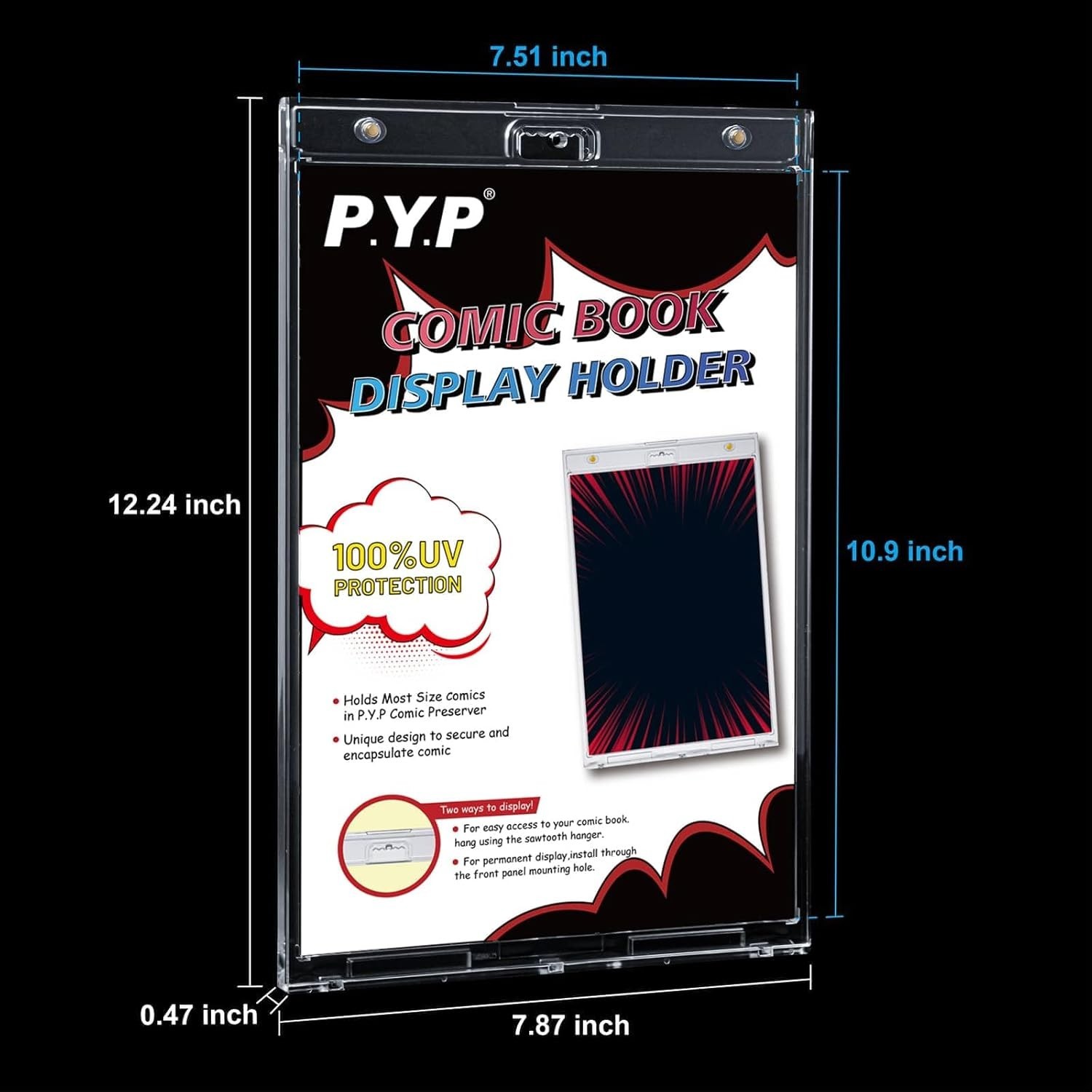 2ct Magnetic Comic-Book Display Cases - Crystal Clear One Touch Comic Book Ho...
