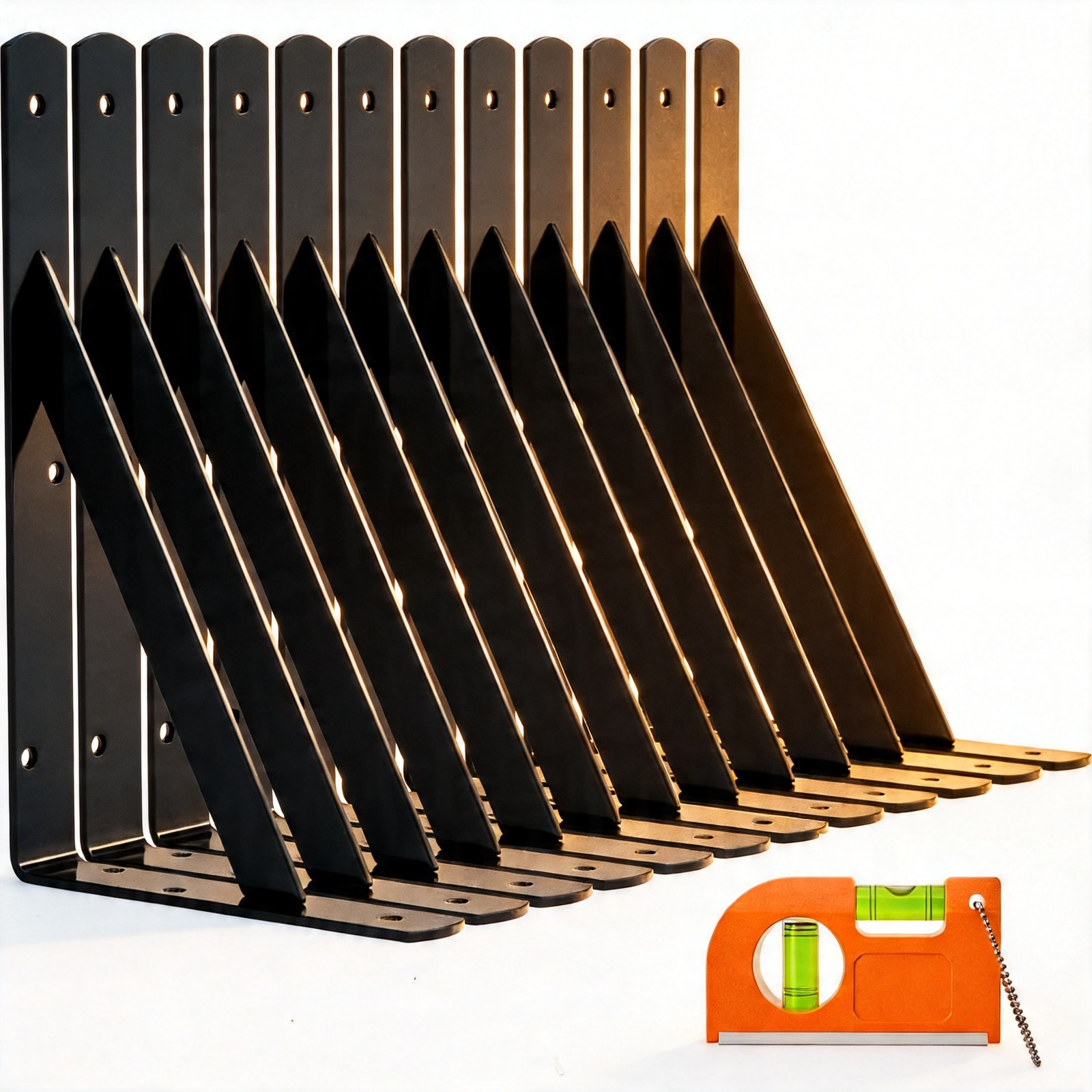 LuckIn 10 Inch Heavy Duty Shelf Bracket Black Wall Floating Shelf Brackets 12PK
