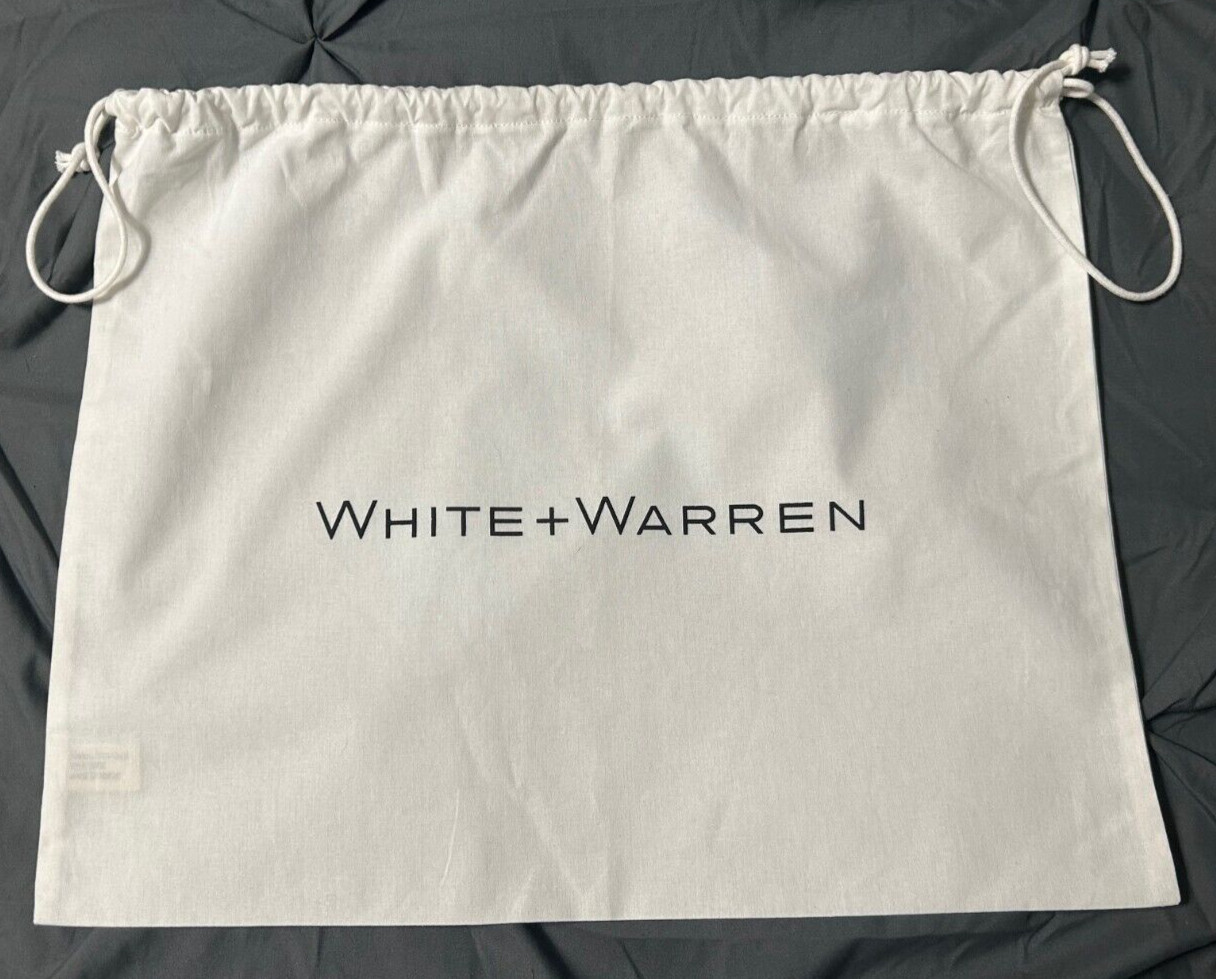 White + Warren Cotton Drawstring Dust Bag Storage Pouch Ivory Black 18” X 14"