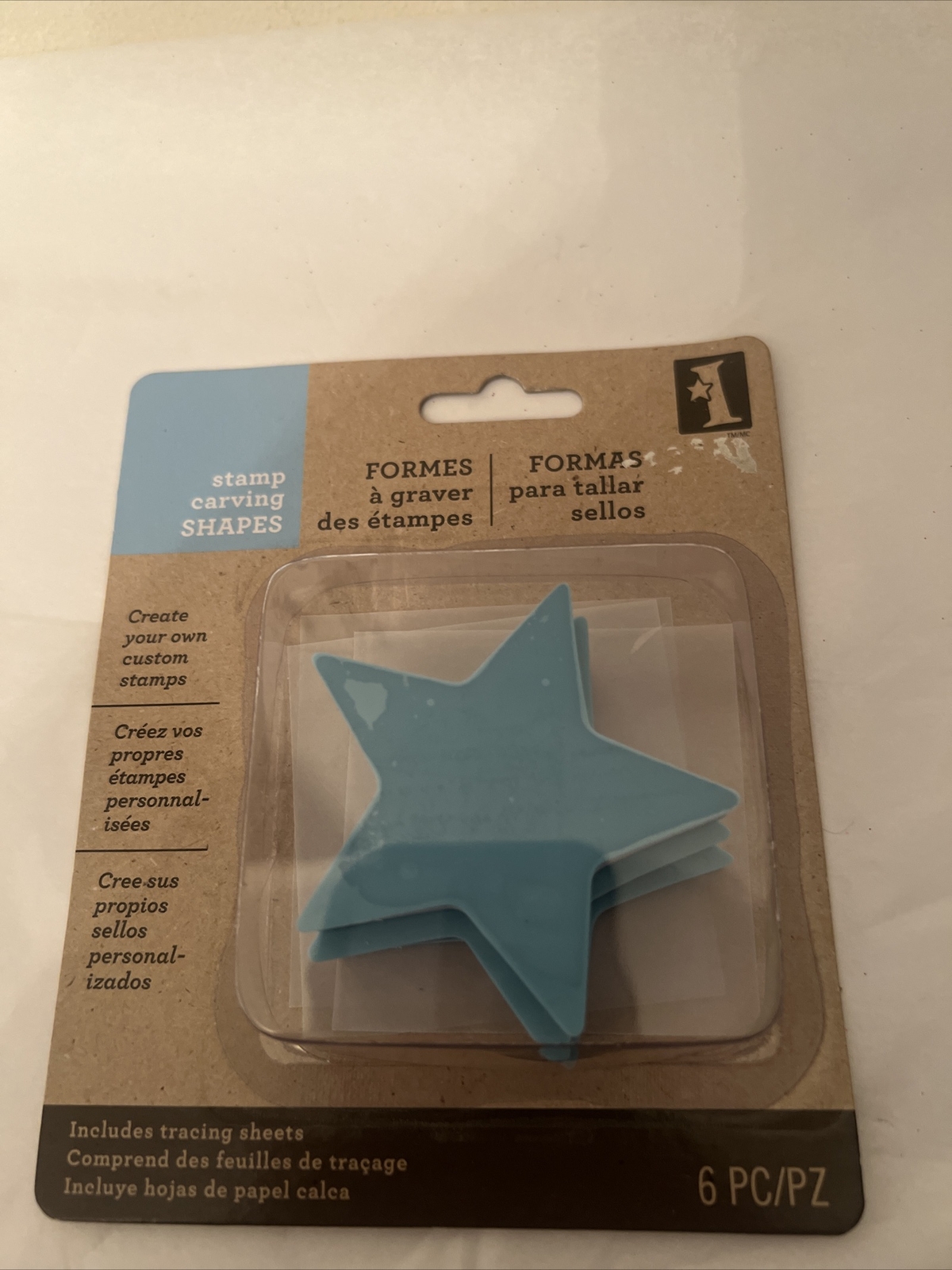INKADINKADO Stamp Carving Shapes Forms Set of 3 - STARS w/Tracing Sheets - NEW!