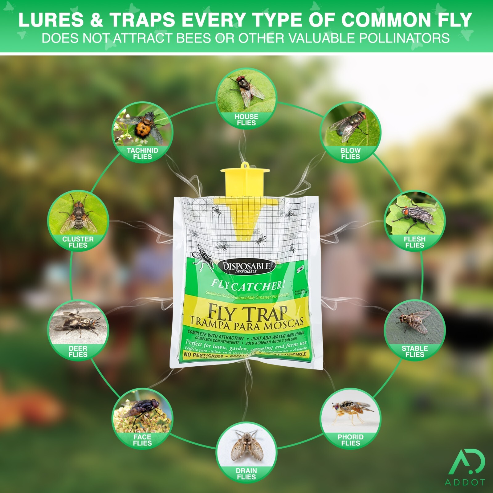 10 pack Outdoor Fly Traps Bundle - Disposable, Hanging Outdoor