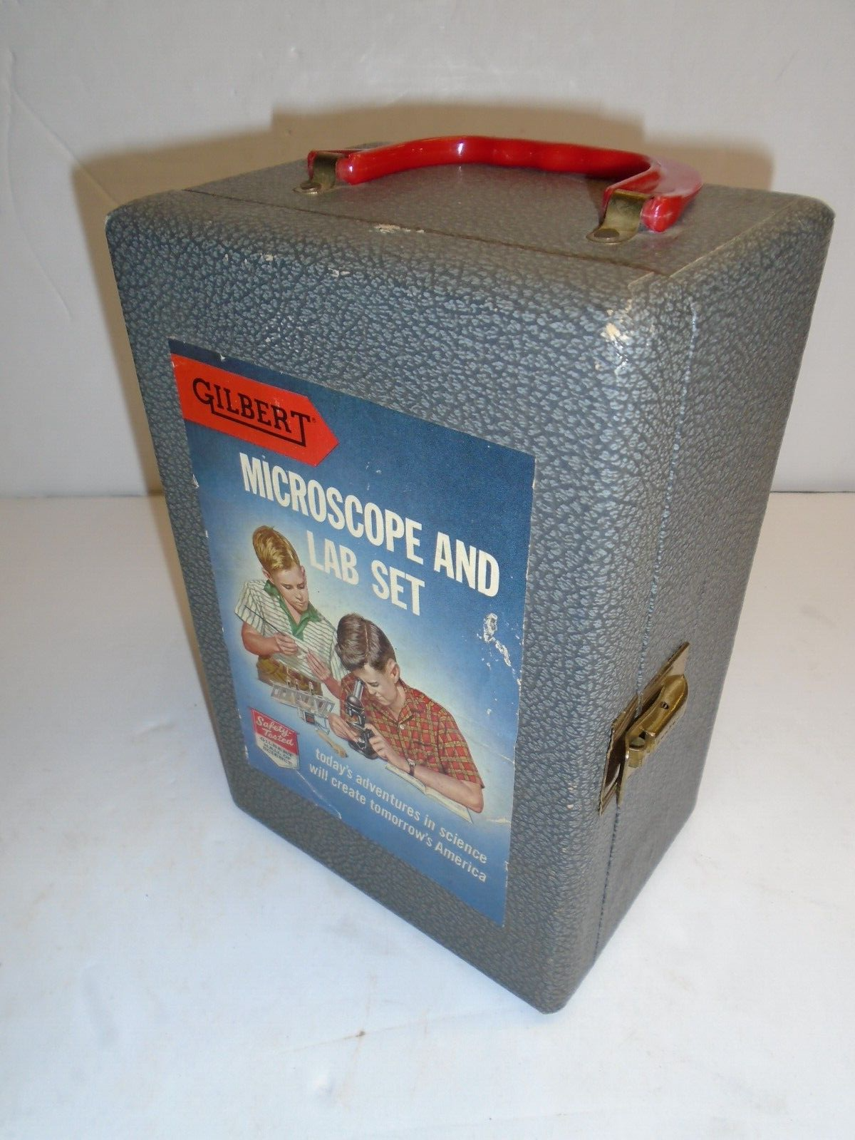 Vintage "GILBERT" MICROSCOPE CASE+SCOPE+(14) SLIDES+1963 "SKIL CRAFT" MANUAL