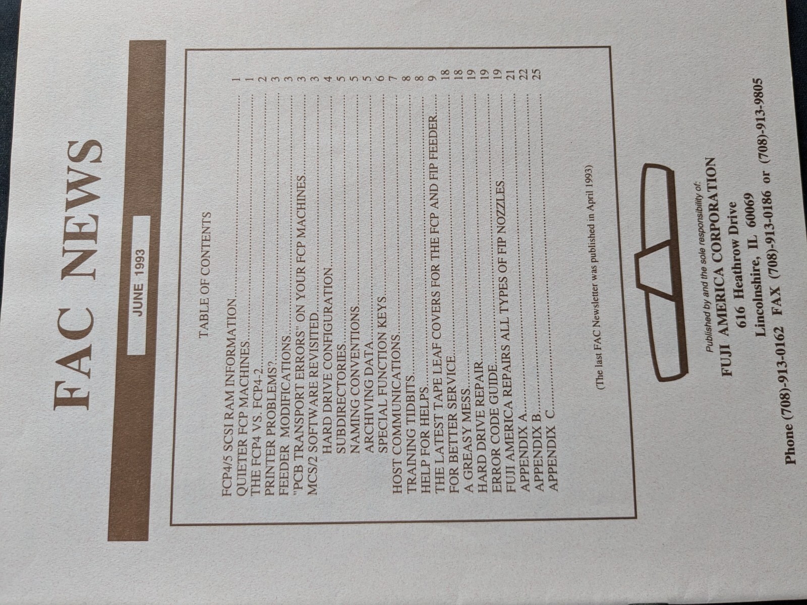 1993 Fuji America Corporation News Letter - June