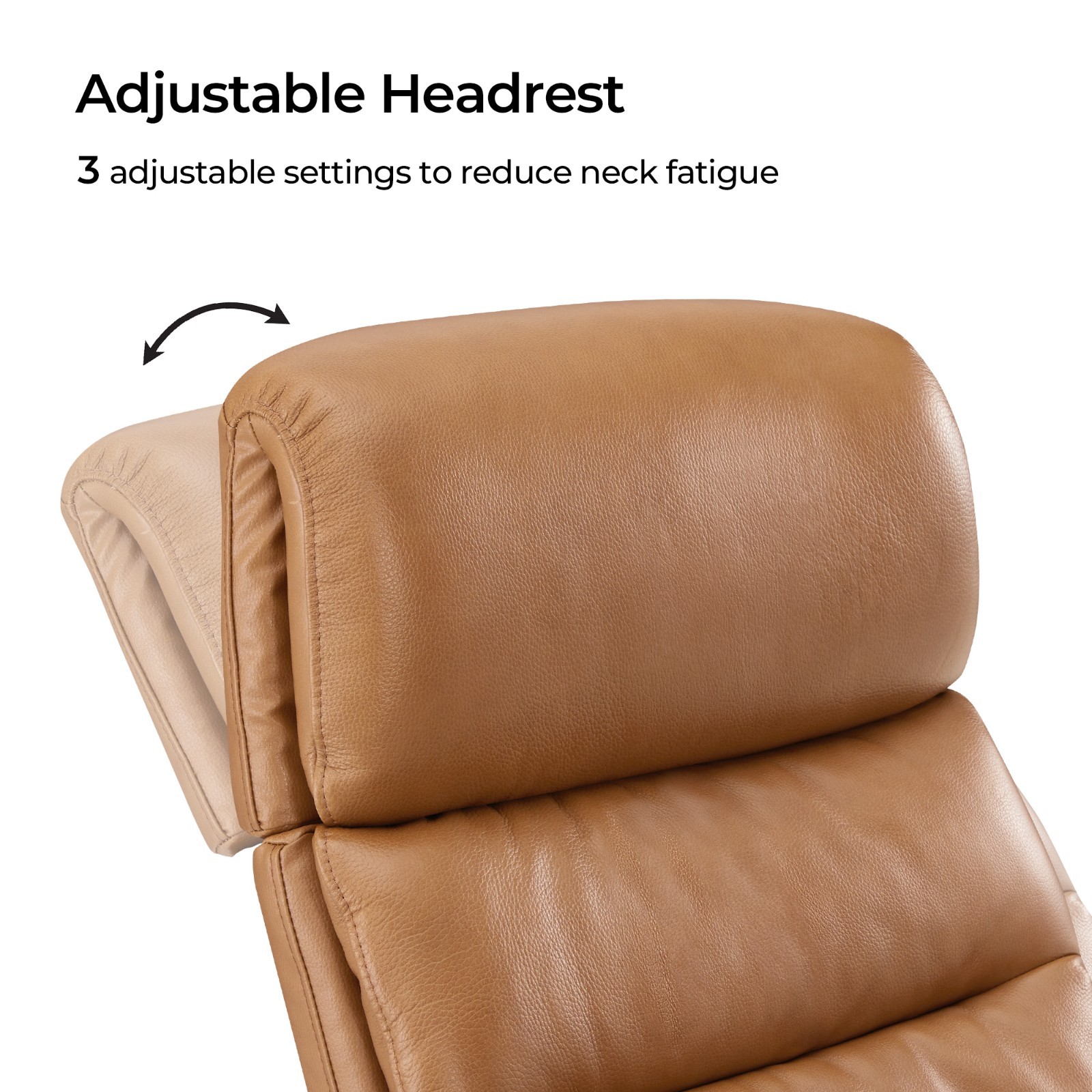 CHITA Genuine Leather Self-Weight Reclining Swivel Chair w/Adjustable Headrest