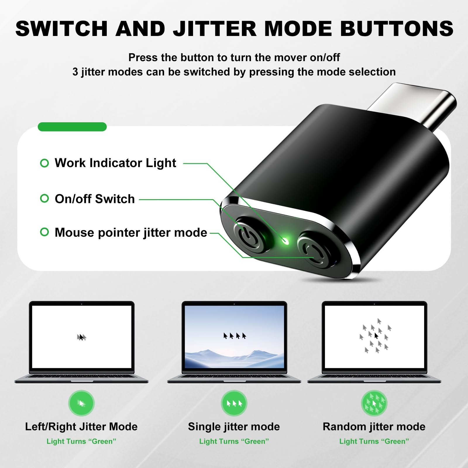 Mouse Jiggler Compatible with Type C Interface Devices,Undetectable Mini USBC...