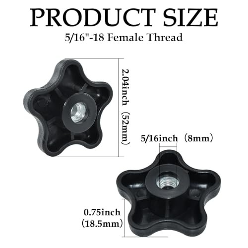 4 Pieces 5/16"-18 Female Thread 5 Star Knobs Nylon Clamping Knob Jig Knobs