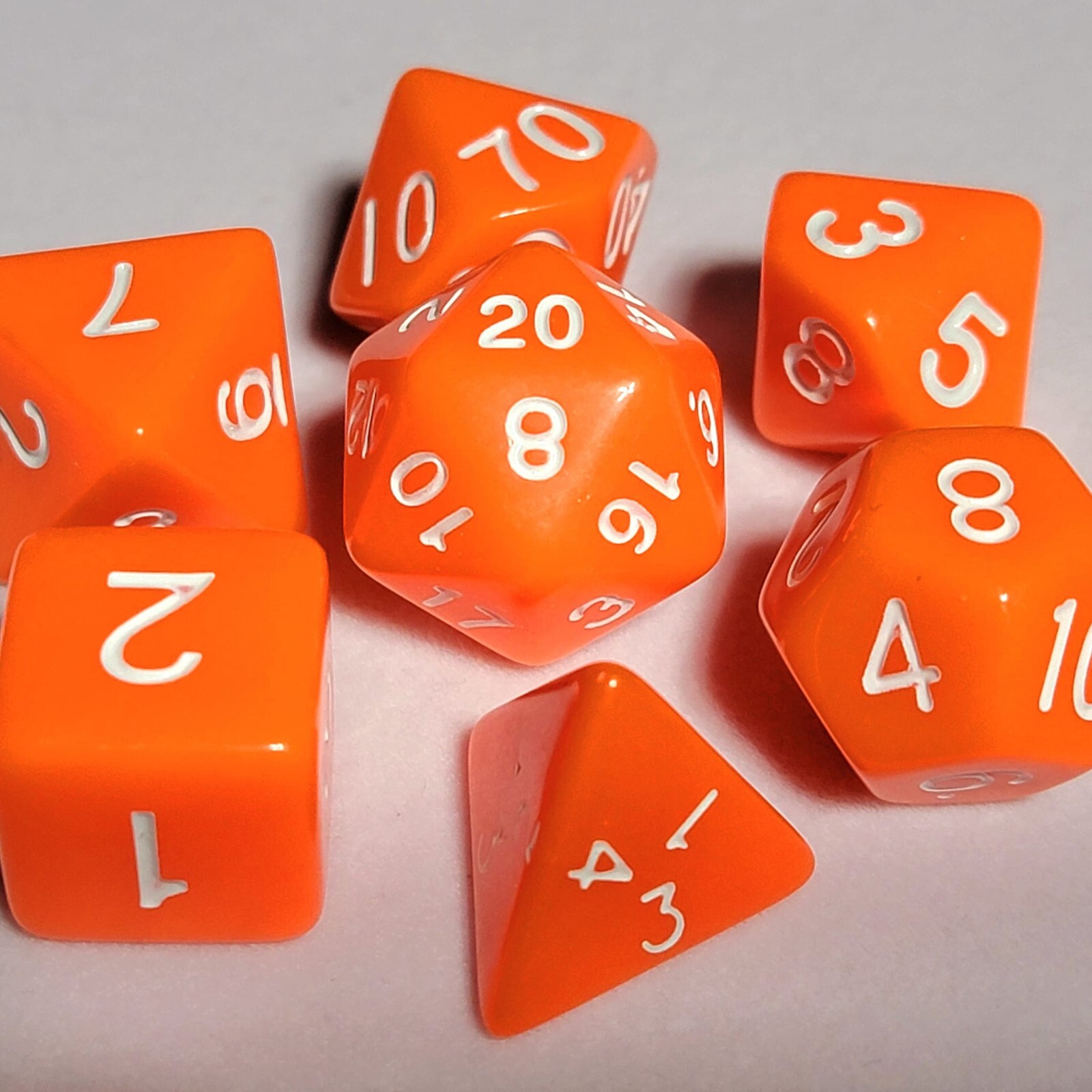 Basic Orange 7 Dice Set Poly RPG DnD Dungeons Dragons AD&D Pathfinder d20