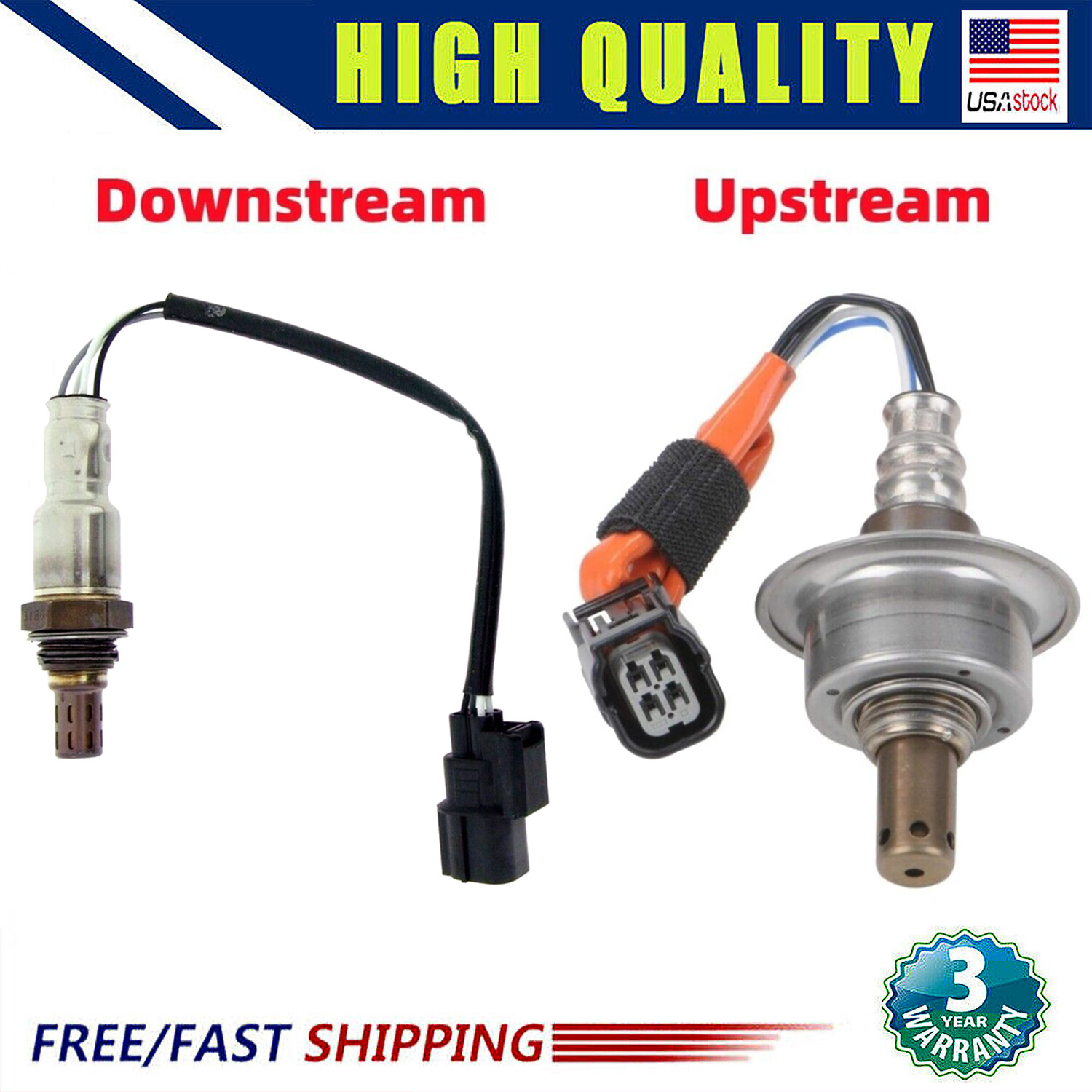 NEW 2Pcs O2 Oxygen Sensor Up&Downstream For 2011-2007 Honda Civic DX-G L4 1.8L