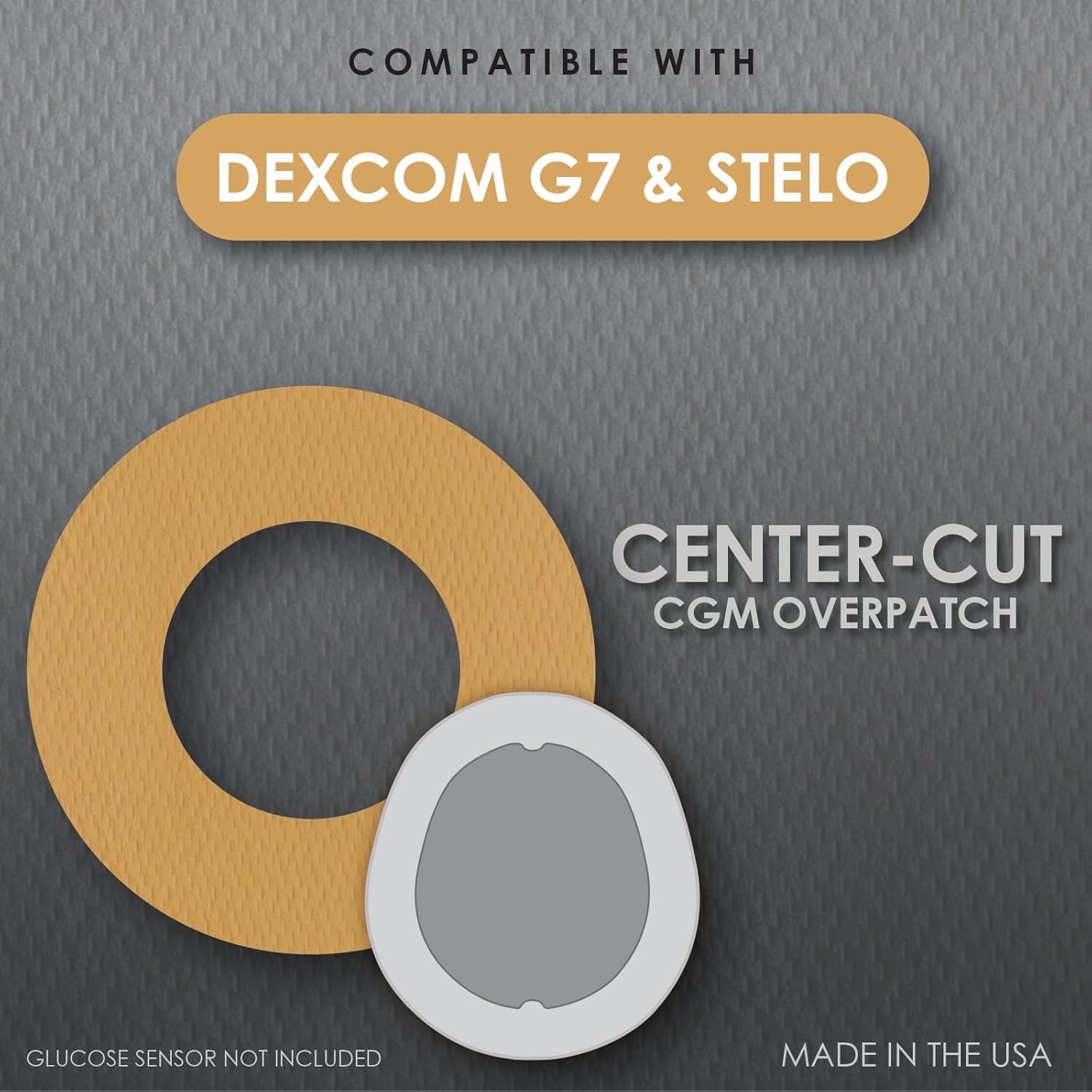 CGM Overpatch | Dexcom G7, Stelo | Tan Center-Cut Design| 25-Count | Waterproof