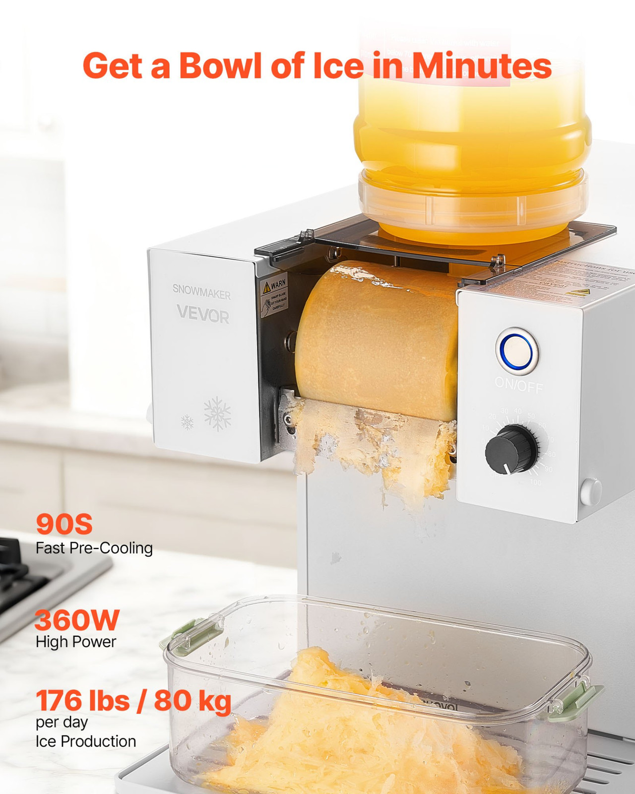 Snowflake Ice Maker 176LBS/24H, Electric Ice Shaver Machine for Home & Party