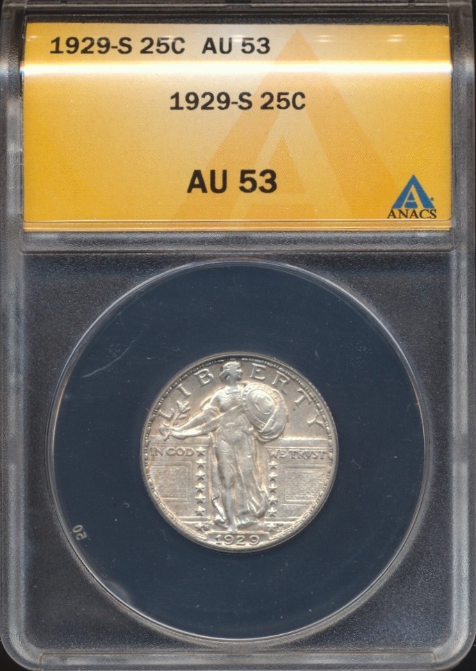 1929-S Standing Liberty Quarter ANACS AU 53