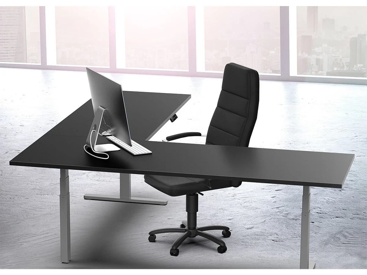Monoprice Triple Motor Height Adjustable Sit-Stand Corner Desk Frame - Gray