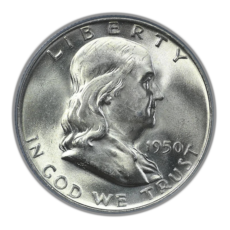 1950-D Franklin Half Dollar 50C PCGS MS64FBL OGH - Full Bell Lines