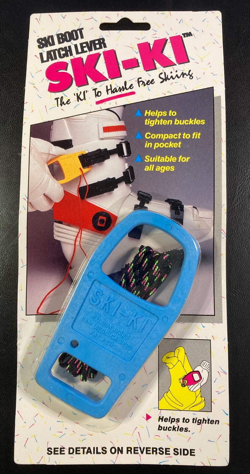 Original SKI-KI Ski Boot Latch Levers --  Blue -- LAST ONE  -- With Lanyard NOS