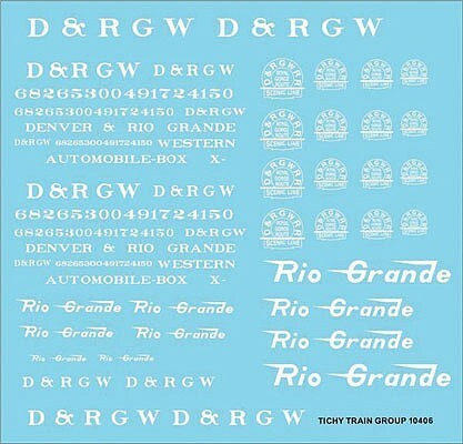 Tichy Trains 10406 HO Scale Railroad Decal Set -- Denver & Rio Grande