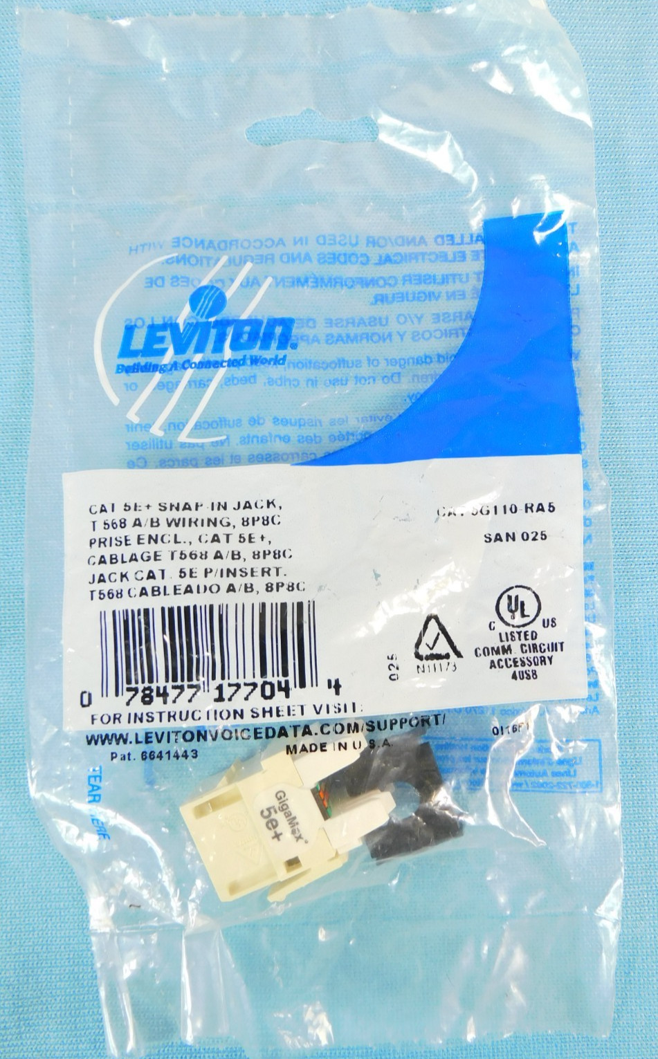 Leviton  eXtreme Cat5e+ QuickPort Jack, 5G110-RA5 - Almond - QUANTITY OF 17