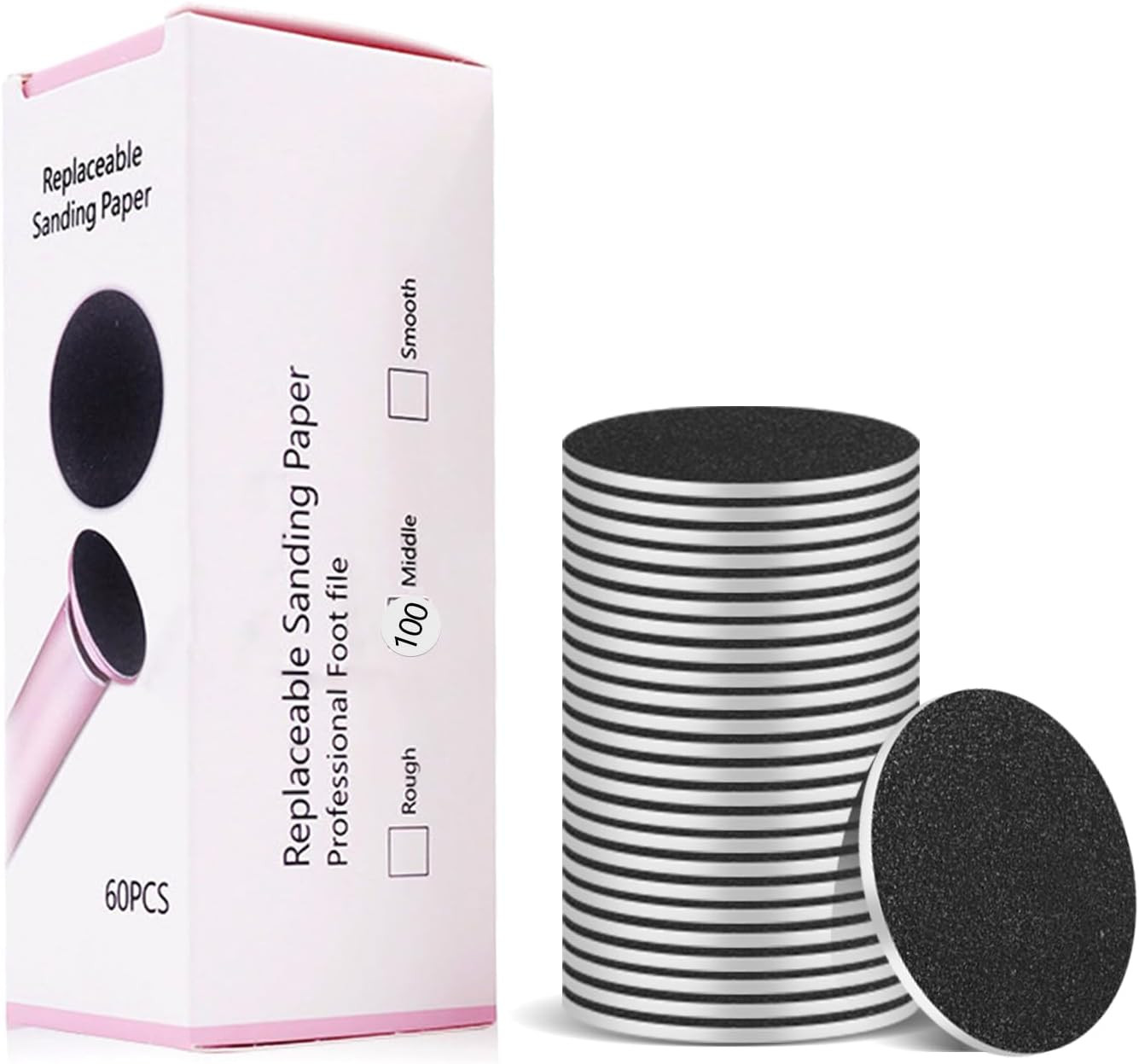 60Pcs Replaceable Sandpaper Discs for Electric Foot Callus Remover Machine Foot