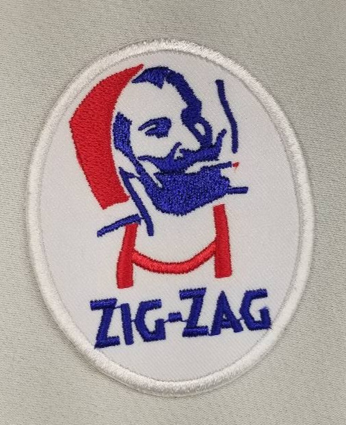 Zig Zag Smoking Man Embroidered Patch Iron On Vintage Style Logo