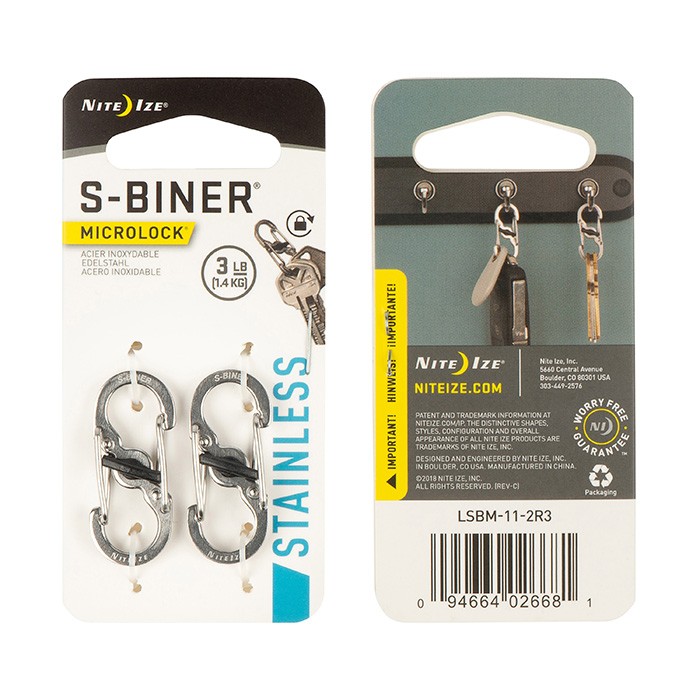 Nite Ize S-Biner MicroLock Stainless Steel 2pk, Stainless