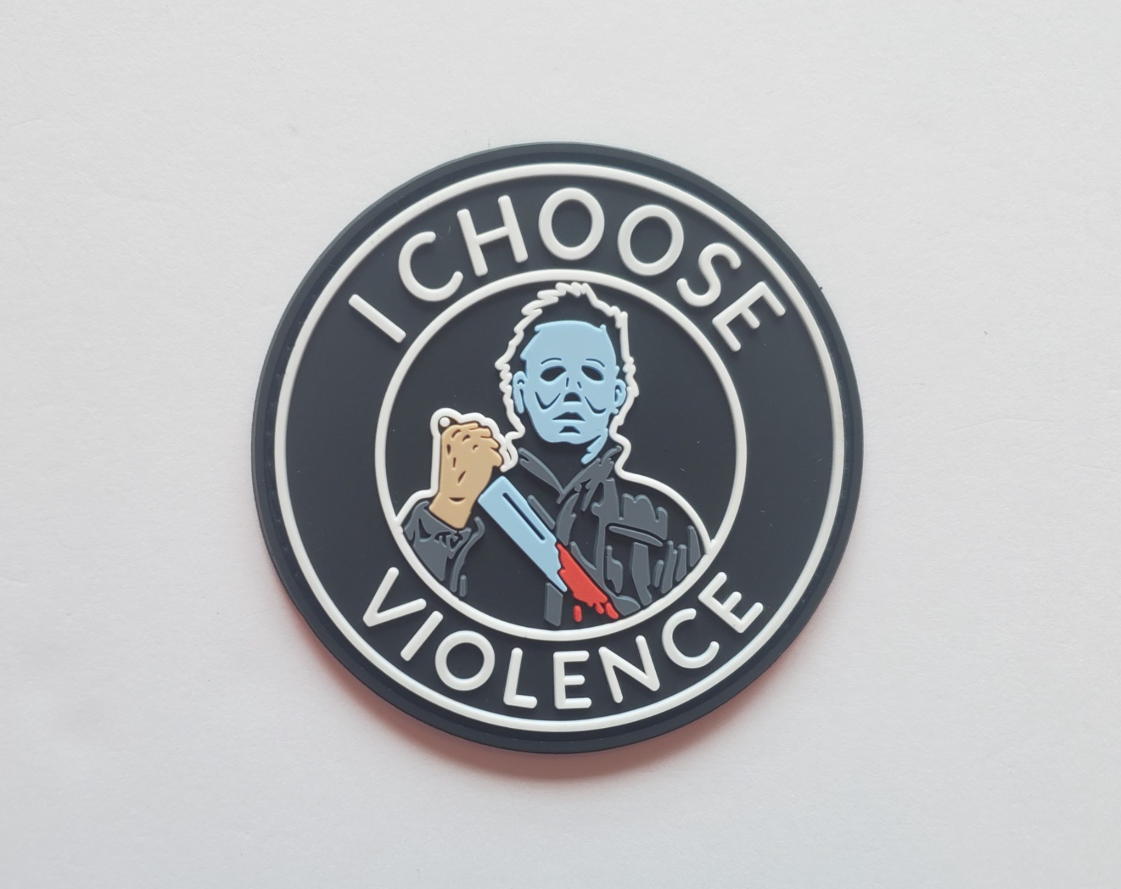 Michael Myers I Choose Violence Halloween PVC Morale Patch Hook & Loop 3" NEW