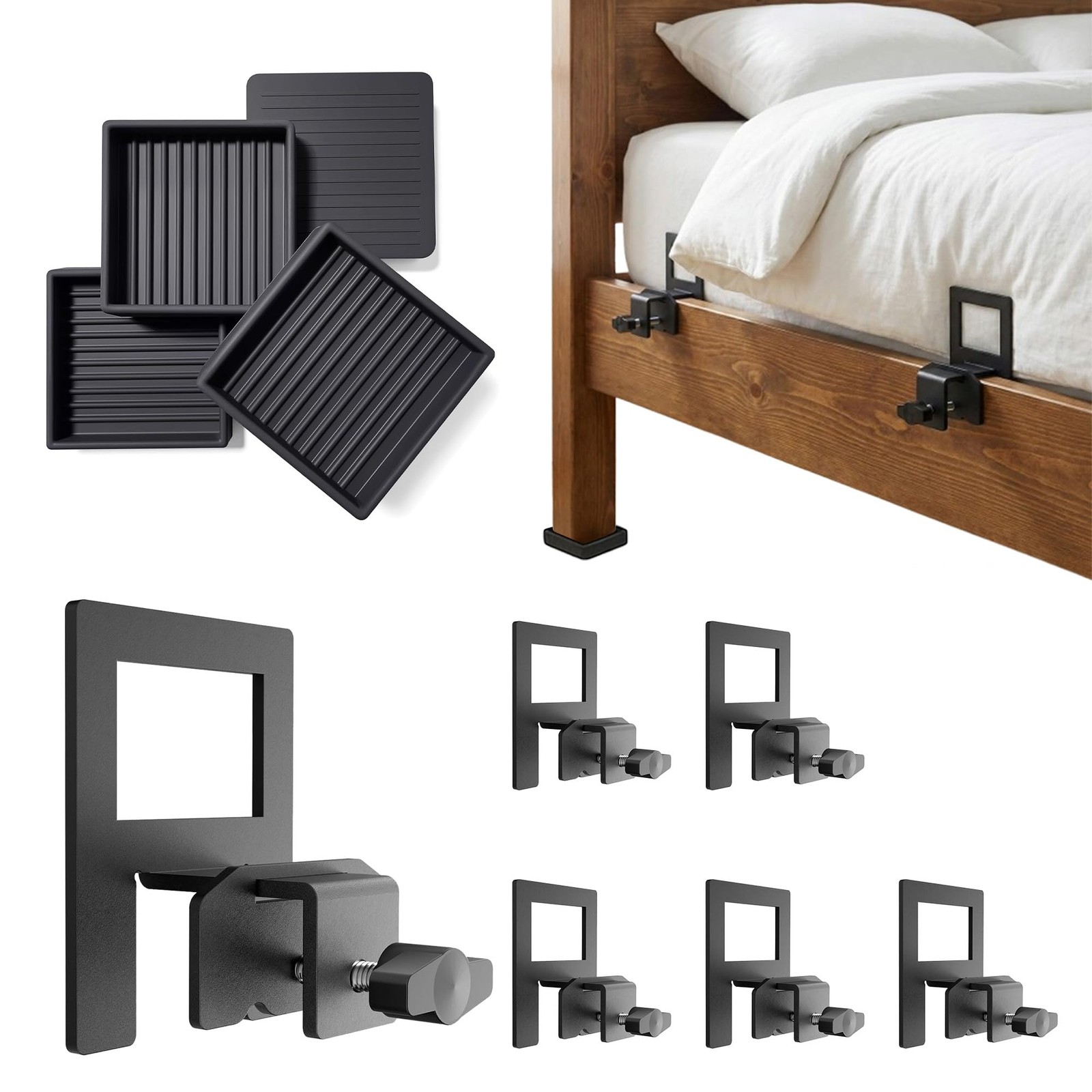 Stop Mattress & Bed Frame from Sliding – 6 Non Slip Mattress Gaskets + 4 Bed ...