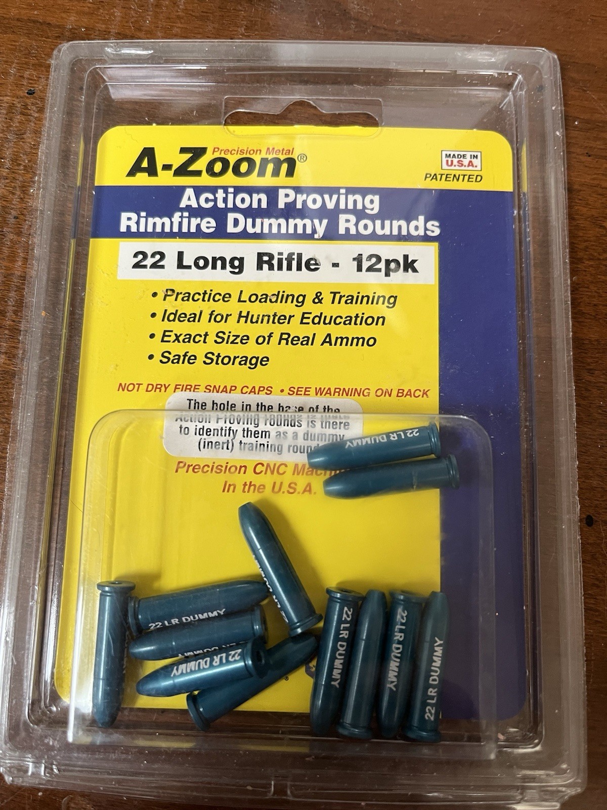 A Zoom Action Proving Rimfire Dummy Rounds .22 Long Rifle 12/Pack 12206