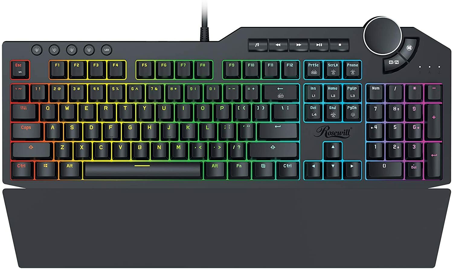 Rosewill NEON K90 RGB 2Port USB Passthrough,Media Keys Multi functional BR or Bl