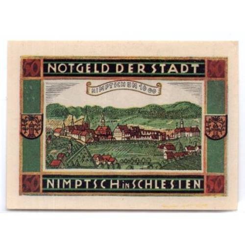 1921 Germany Nimptsch Notgeld 50 Pfennig Note (1078)
