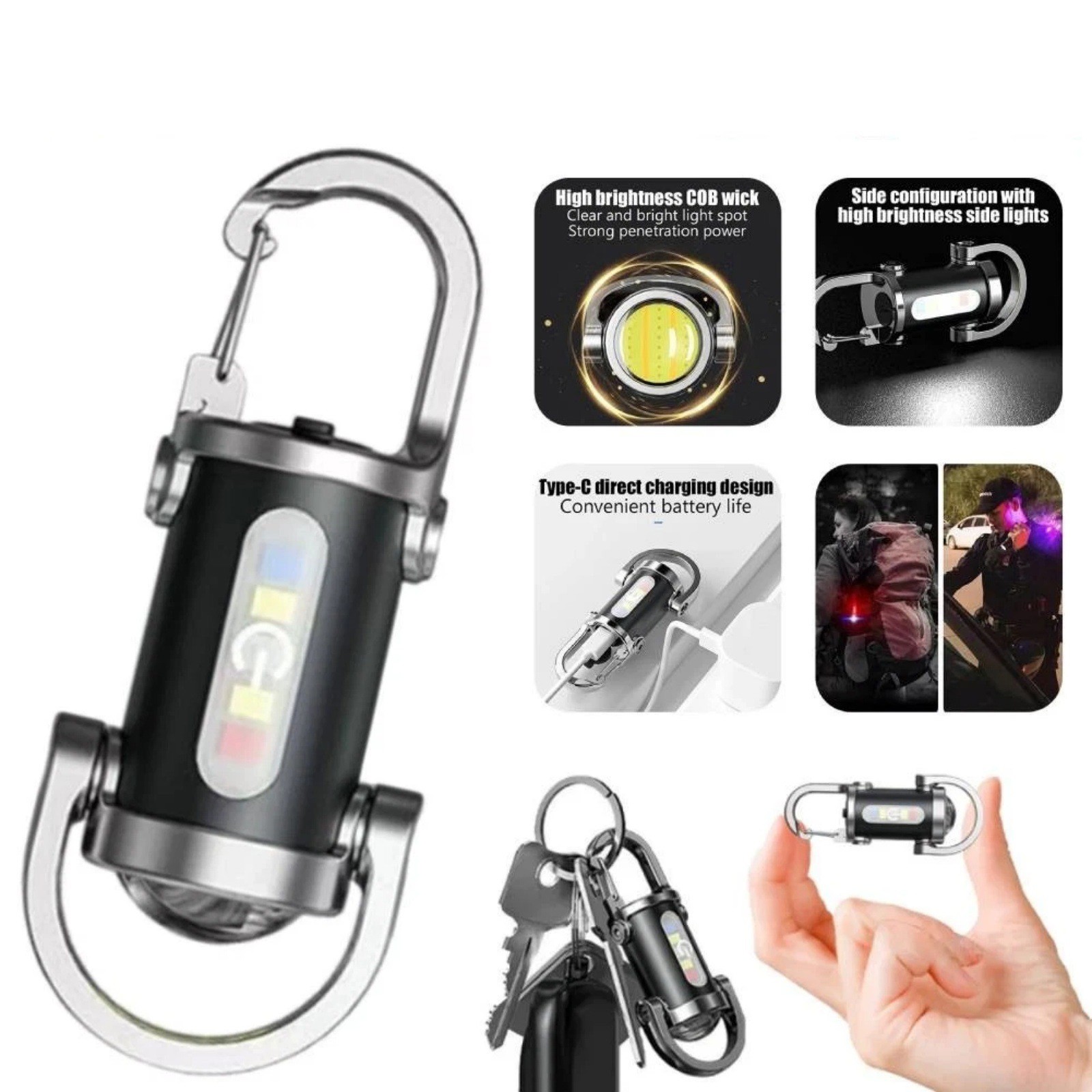 Rechargeable Keychain Flashlight Impact-Resistant, Compact Light for Outdoor