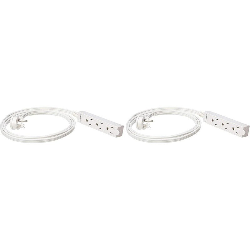 6ft Indoor Extension Cord Power Strip 2-Pack 3 Outlet Flat Plug Electronics New