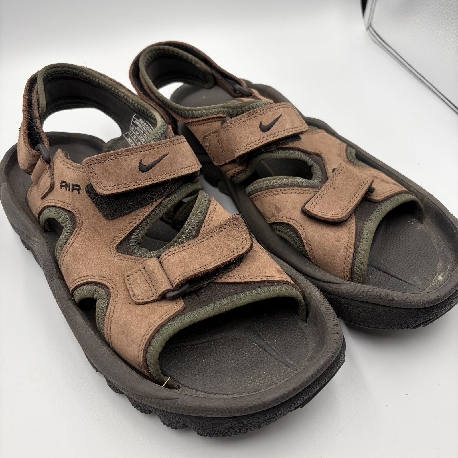 Nike Air Adjustable Strap Golf Sandals Brown Green Mens US 11 EUR 45