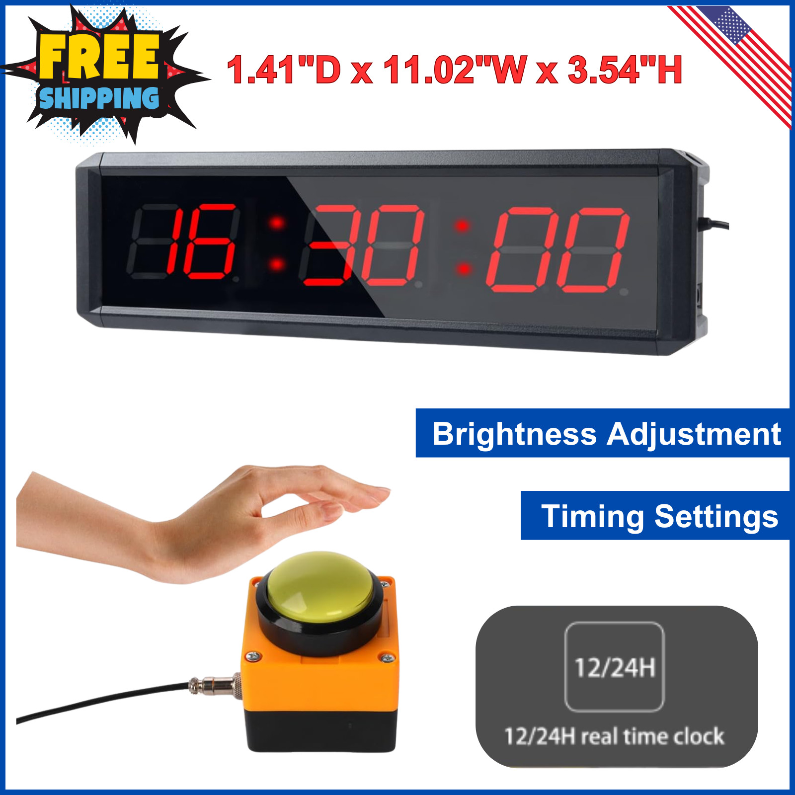 Fitness Timer with Stopwatch Button, Suitable for School/exam/Home Exercise/Gym