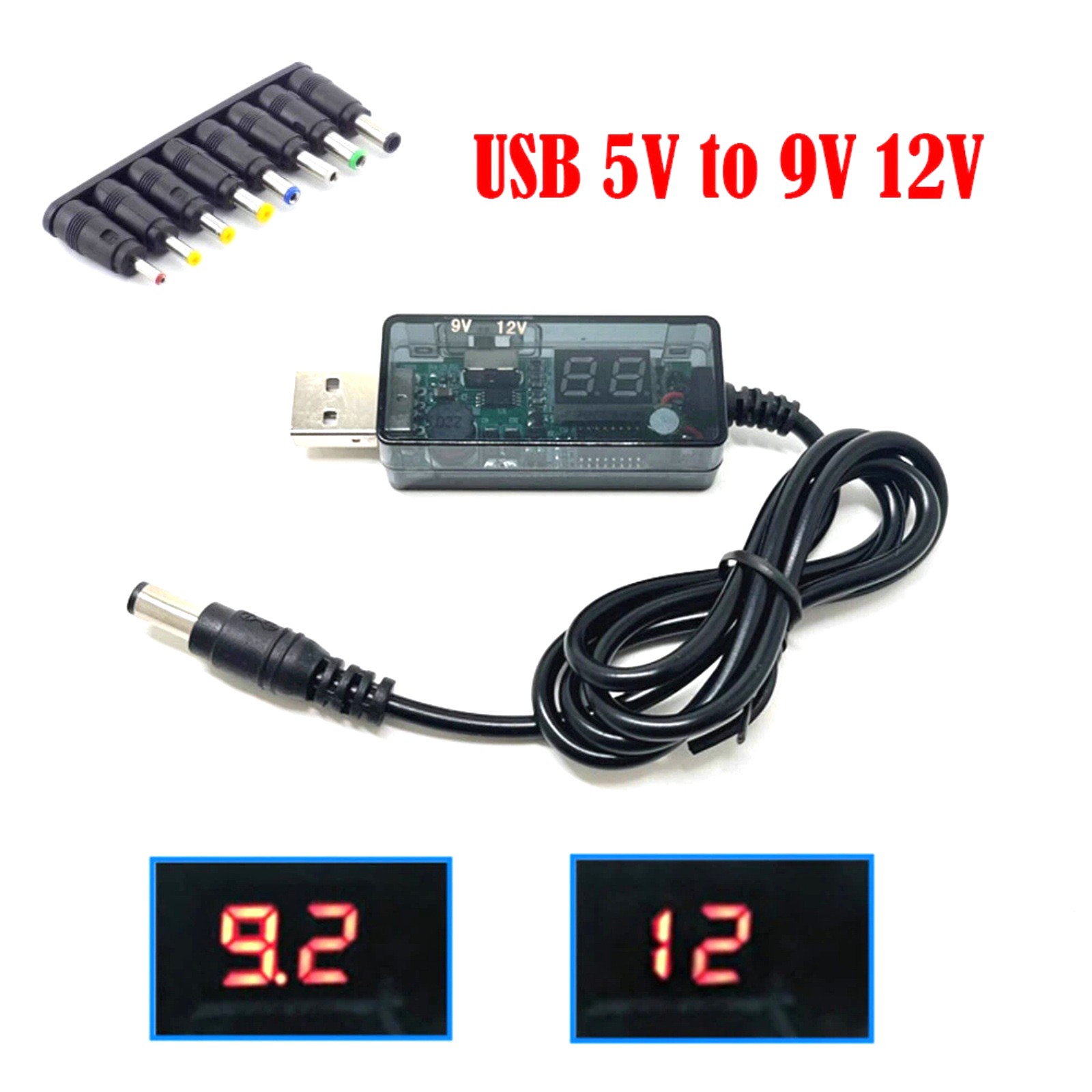 Dual Output Step-Up Converter 9V/12V Selectable via Switch w/LED Display 8 DC
