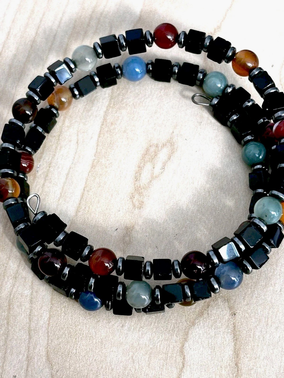 Glass Beaded Bracelet / Fits Wrist Size 7.25 In/ Jewel Tones