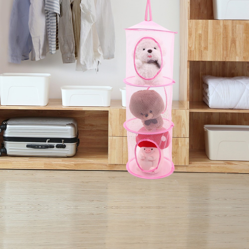 2 Pcs Foldable Hanging Mesh Drying Net Multi Layer Organizer For Plush Toys