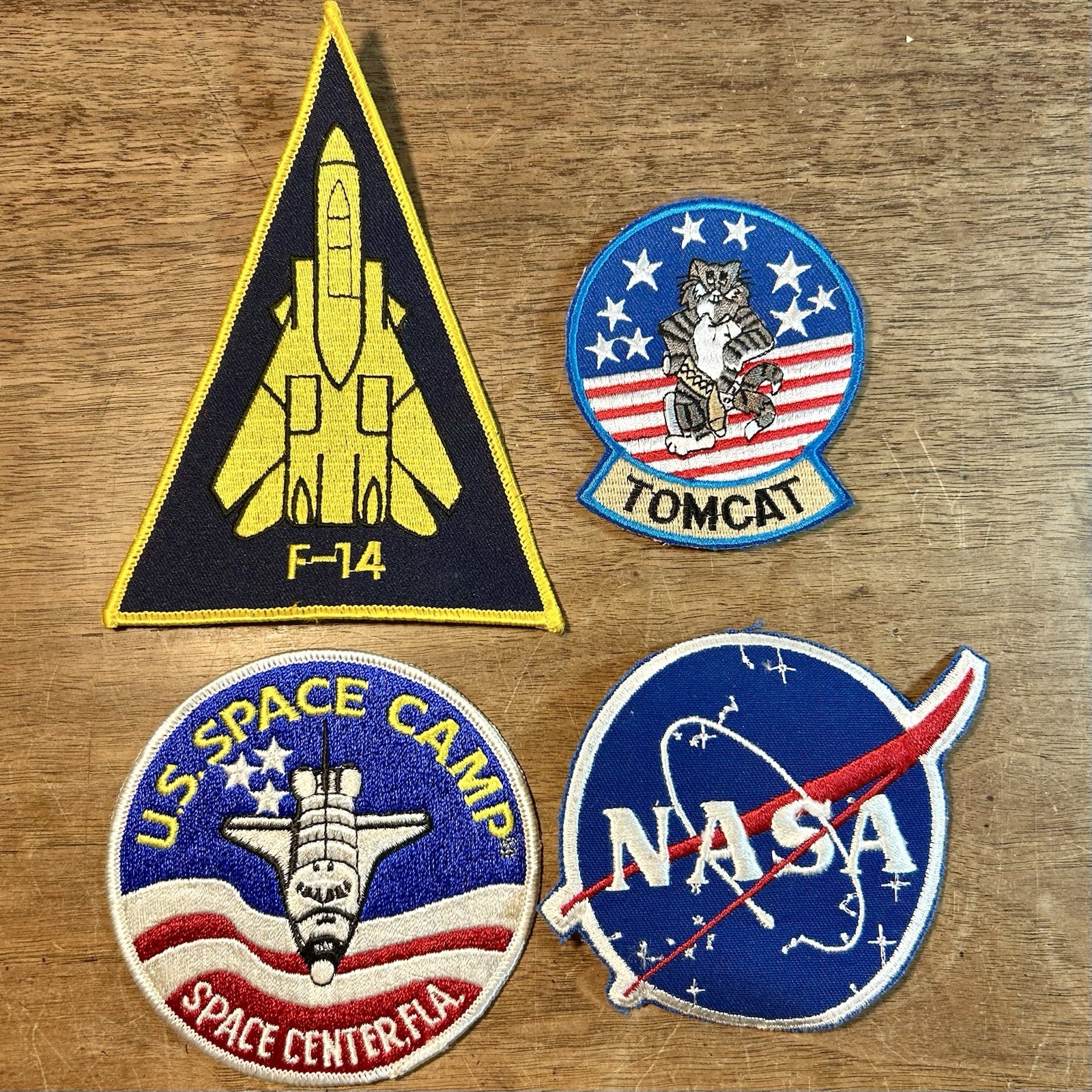 Vintage Aerospace Patch lot 4 - NASA, US Space Camp FL, F-14 Tomcat Fighter Jet