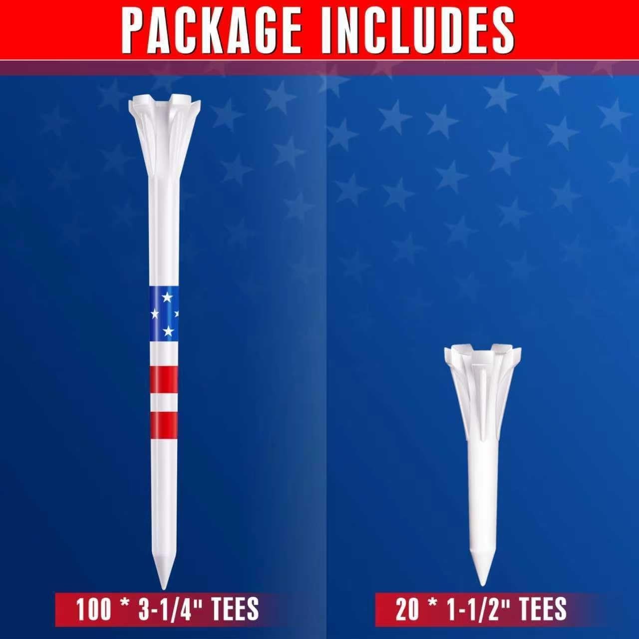 5-Prong Plastic Golf Tees 120 Pack - Star and Stripe Marking System Golf Plas...