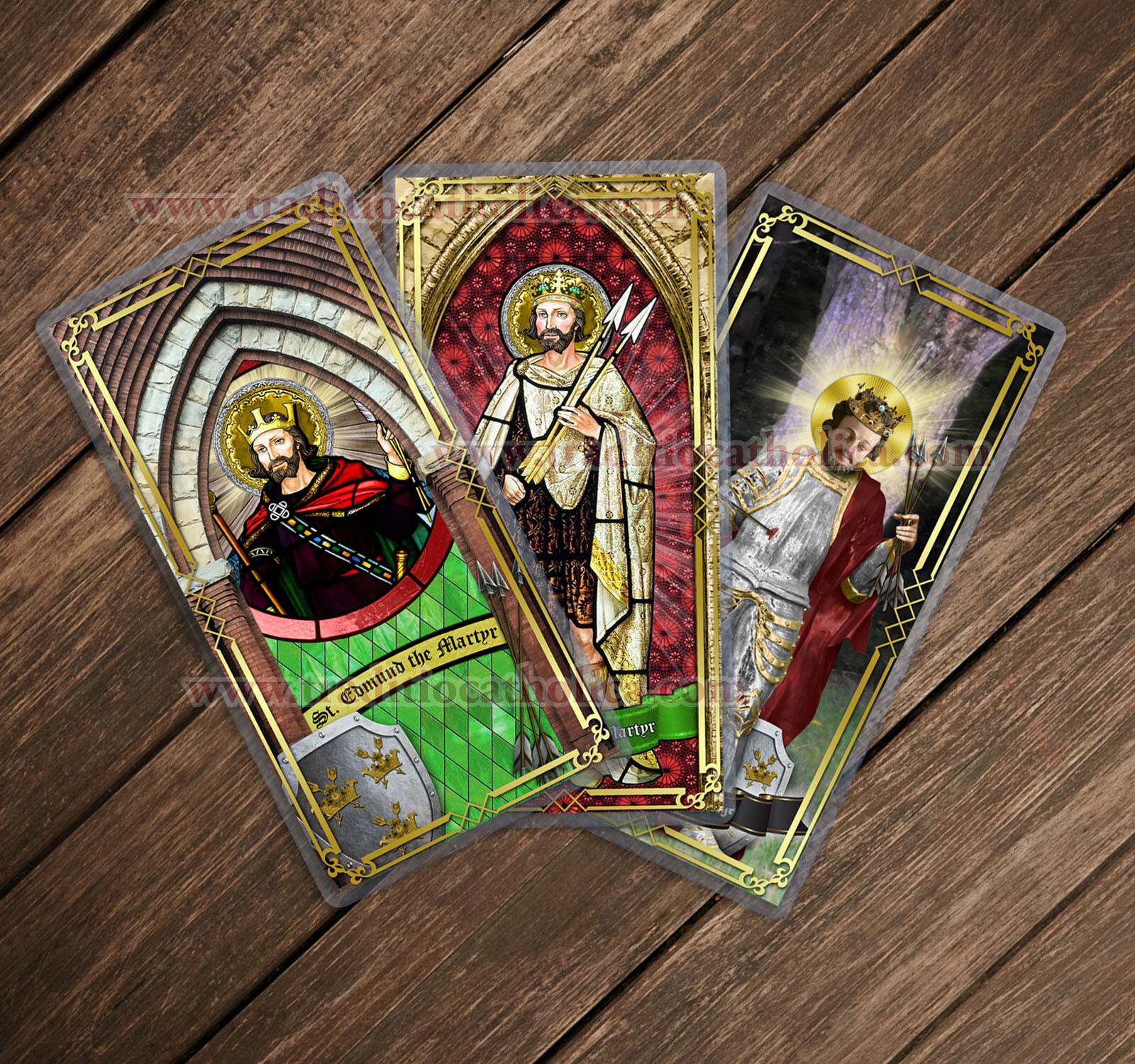 Saint Edmund the Martyr, patron saint of pandemics and England holy cards