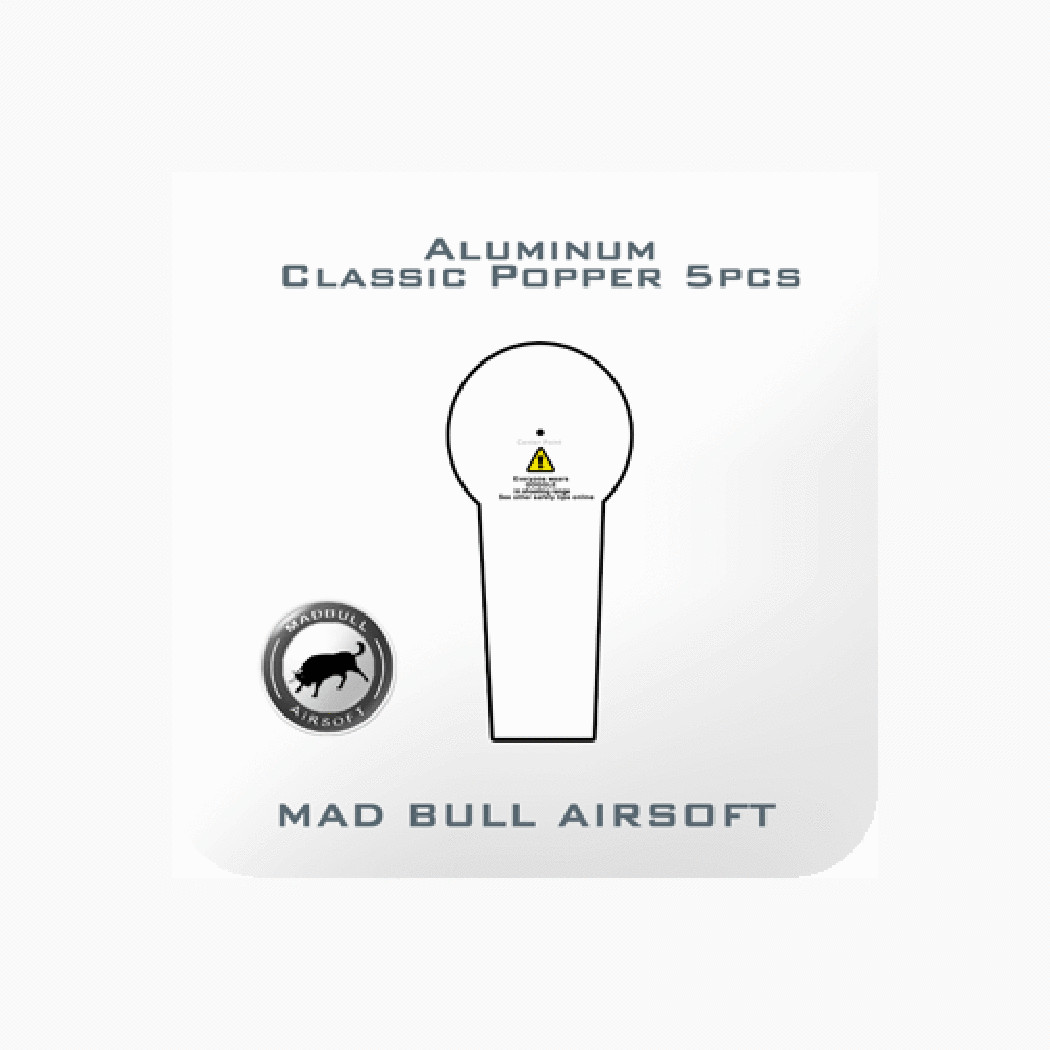 Madbull Airsoft practical shooting target poppers.  Aluminum 5pc set