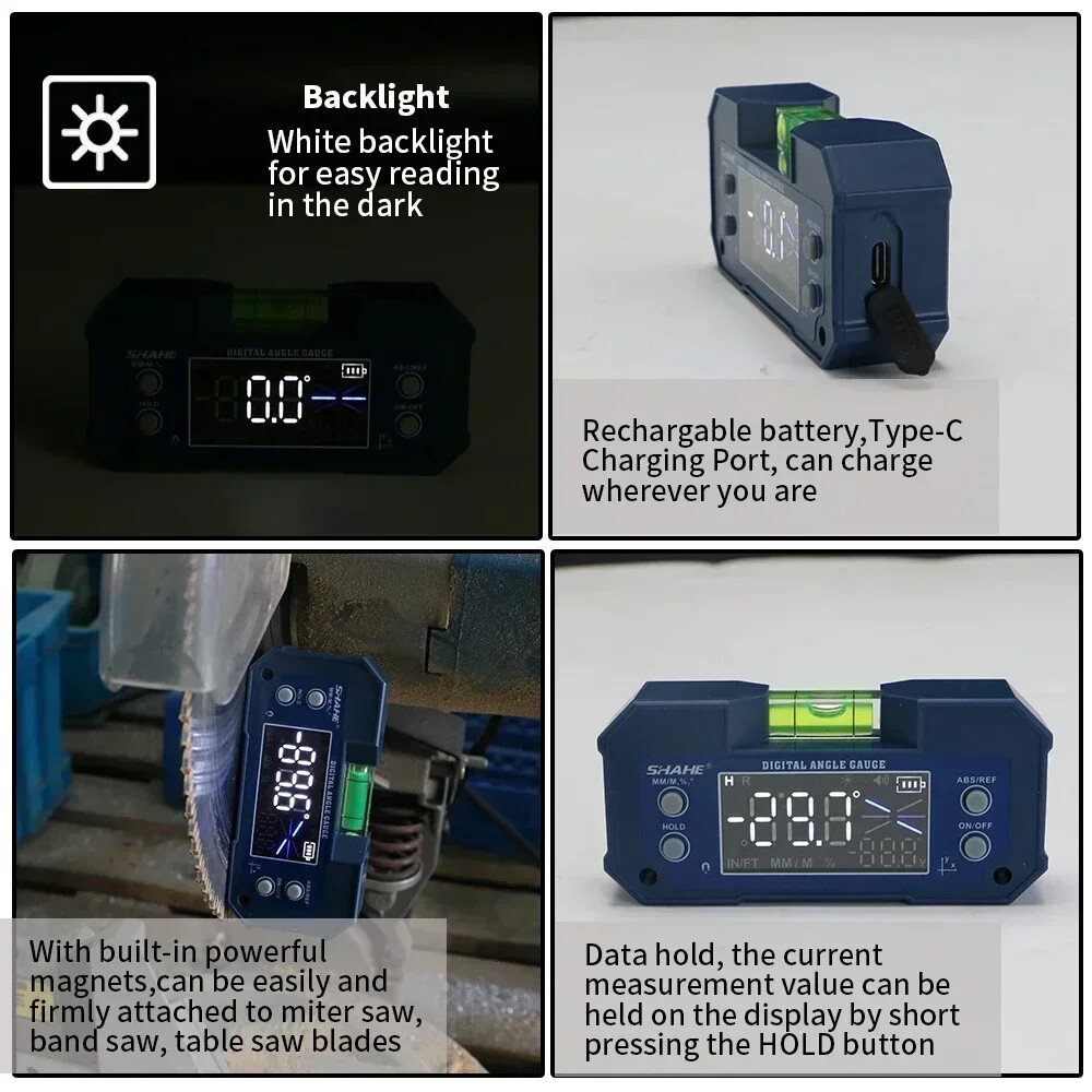 Dual Axis High Precision Level Gauge Digital Angle Meter With Wireless Optional