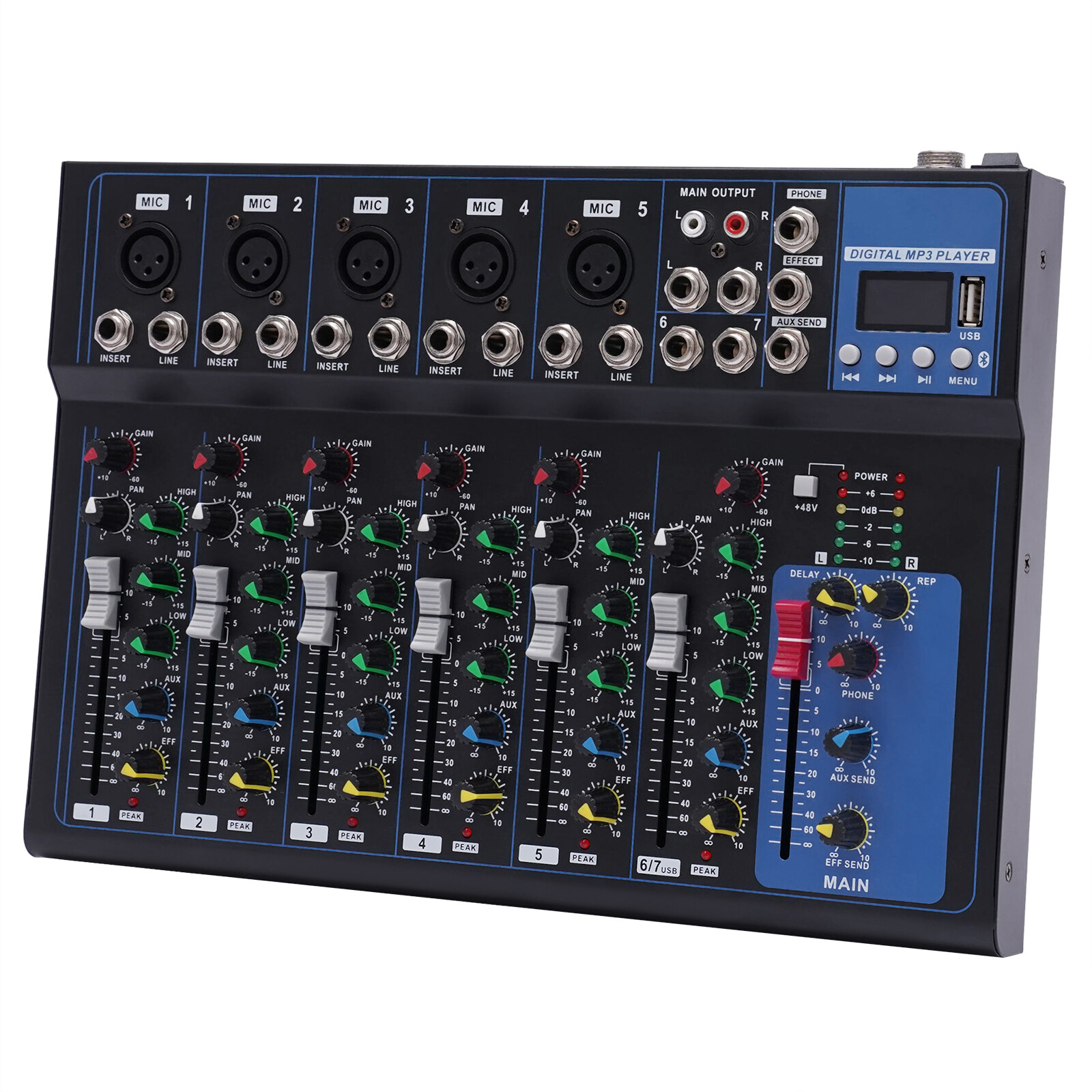 Channel Mixing Console Sound Live Studio Audio Mixer USB Bluetooth US